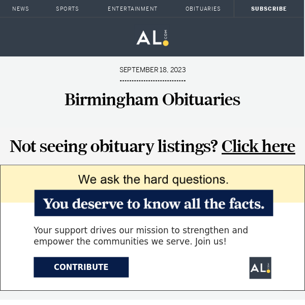 Birmingham obituaries for September 18, 2023