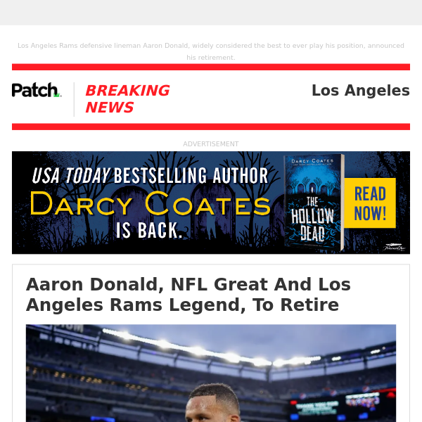 ALERT: Aaron Donald, NFL Great And Los Angeles Rams Legend, To Retire – Fri 09:34:01AM