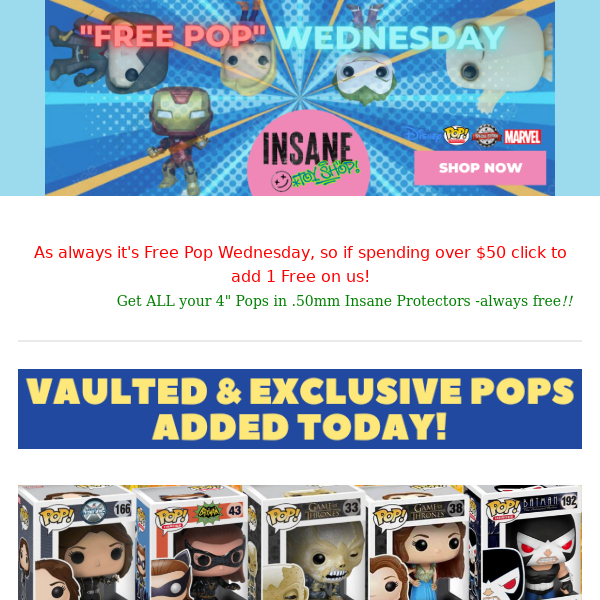 💥💥Free Mystery Pop Wed! + over 200 vaulted are back-in stock!💥💥