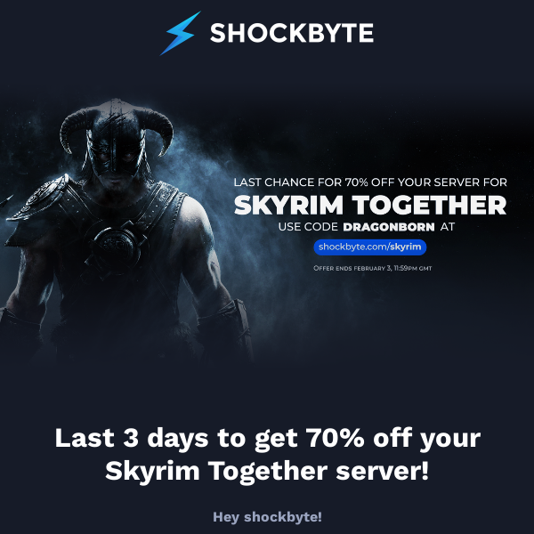 Last chance for 70% off your Skyrim Together server🐉