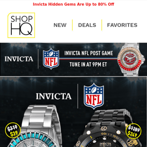 Invicta NFL Post Game Up to 85% OFF at 9pm ET