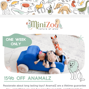 15% off AnamalZ Wooden Toys 🦁