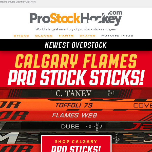 New Calgary Flames Pro Stock Sticks!