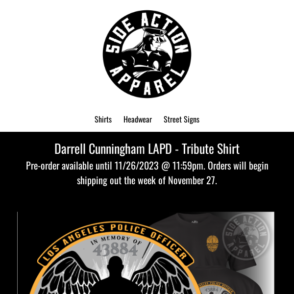 Tribute Shirt for Officer Darrell Cunningham LAPD