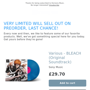 OUT SOON! Various - BLEACH (Original Soundtrack)