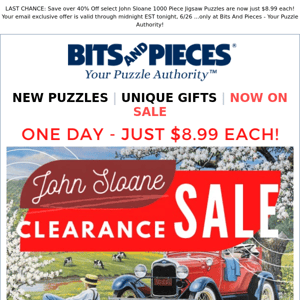 Last Chance Clearance Sale: John Sloane Puzzle Styles - $8.99 Each
