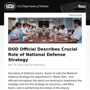DOD Official Describes Crucial Role of National Defense Strategy