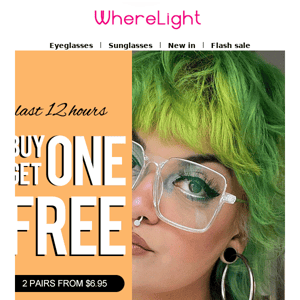 Last 5H! BUY1 GET1 FREE! 2 Pairs from $6.95!