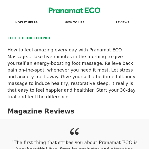  Pranamat ECO Full Body Original Massage Set in Black : Health &  Household