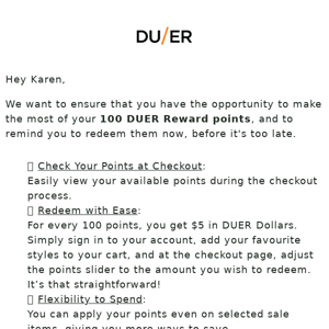 Redeem Your DUER Points Before It's Too Late