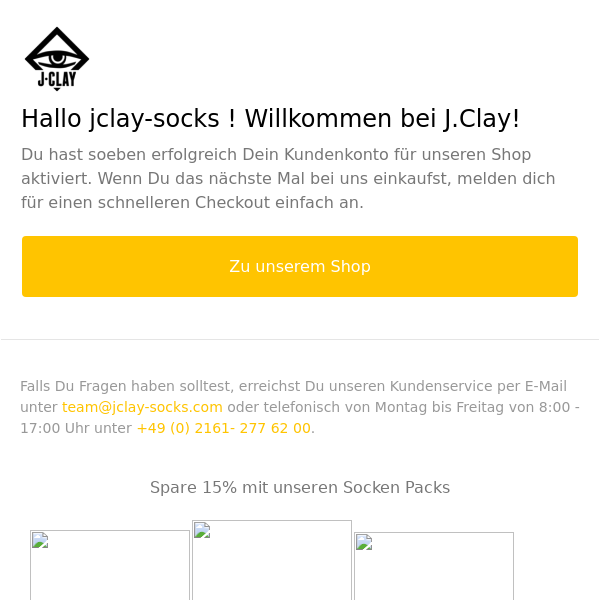 Bestätigung des Kundenkontos - J.CLAY Socks