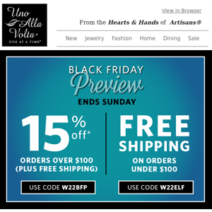 STARTS TODAY: Free Shipping + 15% Off!