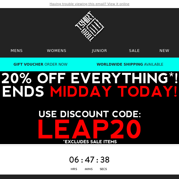 20% Off Everything Ends Midday Today; Don't Miss Out!