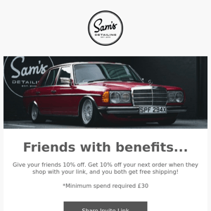 Sams Detailing UK, want 10% off?