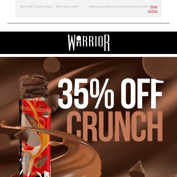 Get 35% off Warrior Crunch Bars for the next 48 hours