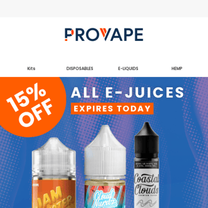 🔥 Last chance - 15% OFF on All E-Juices