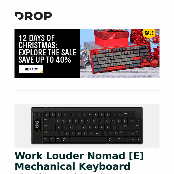 Work Louder Nomad [E] Mechanical Keyboard, Topping A90 Discrete Headphone Amplifier, Keebmonkey Levitating LED Light Bulb and more...