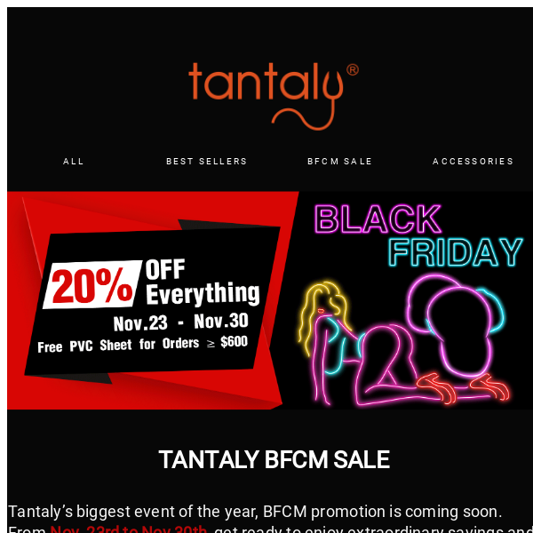 Tantaly's Biggest Sale of the Year—Enjoy 20% Off Your Favorites