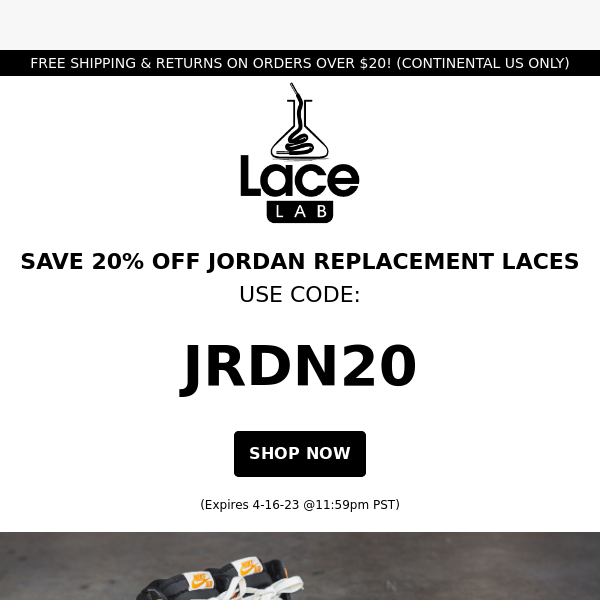 💥👟SAVE 20% OFF All Jordan Laces! 👟💥