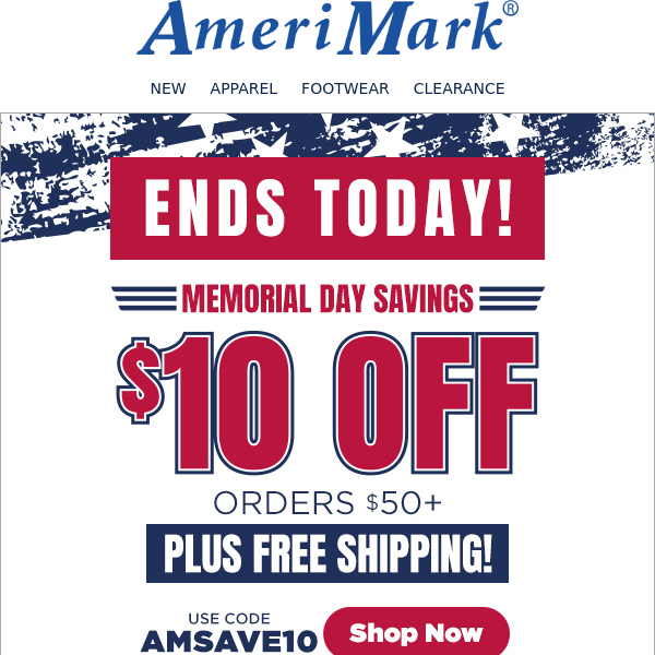 Memorial Day Savings ends TONIGHT