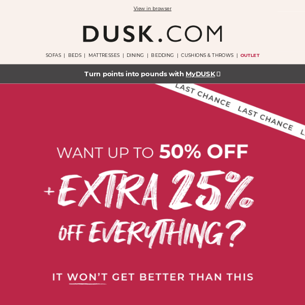 DUSK.com, your offer ends tonight! ⚠️