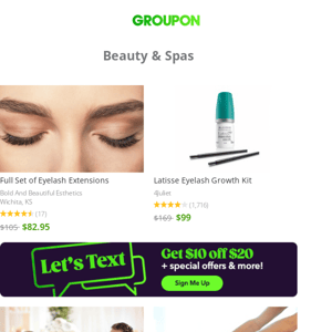 💅 Top Beauty Deals & More: Full Set of Eyelash Extensions, Latisse Eyelash Growth Kit, Swedish or Deep Tissue Massage