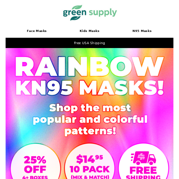 🌈😷Rainbow KN95 Masks! Colorful Prints for Kids and Adults!