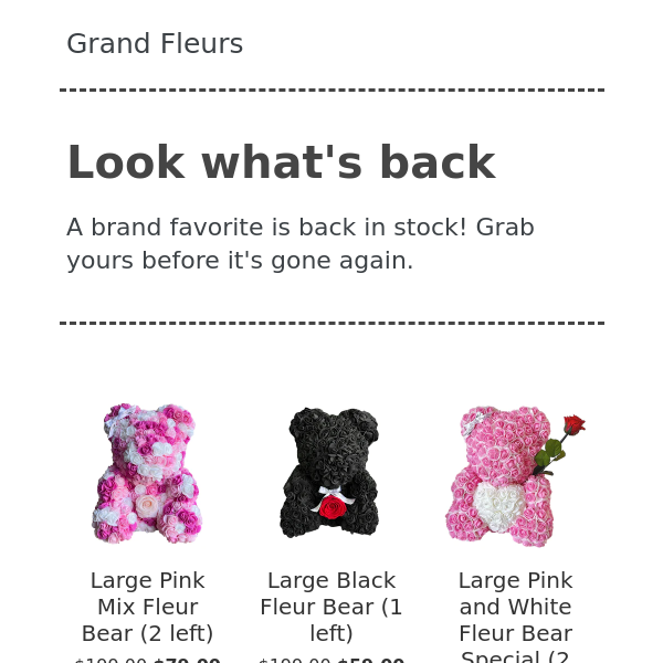 🌸Large Pink Mix Fleur Bears are back! New markdowns on Large Bears.