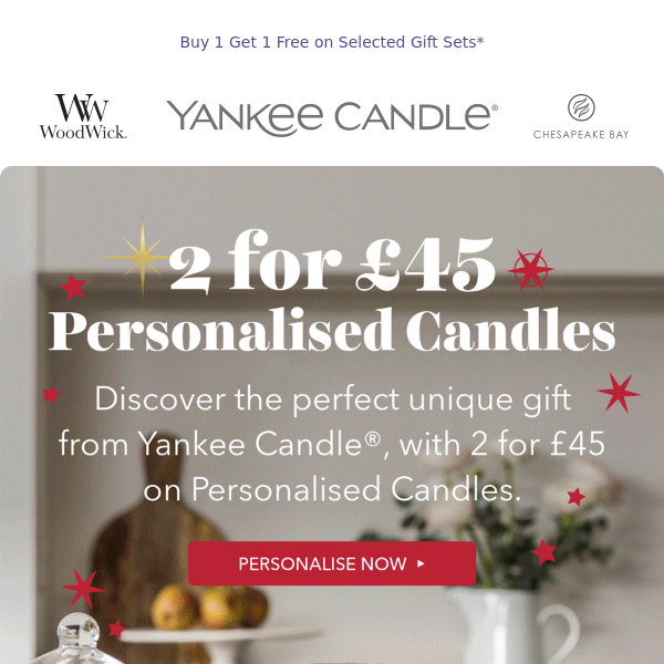 2 for £45 on Personalised Candles