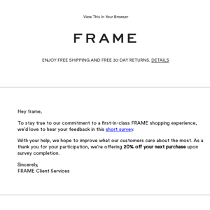 Hi Frame, We'd Love To Hear Your Thoughts