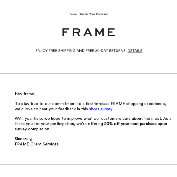 Hi Frame, We'd Love To Hear Your Thoughts