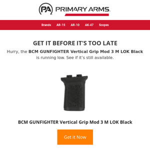 🔥 Running low on BCM GUNFIGHTER Vertical Grip Mod 3 M LOK Black! 🔥