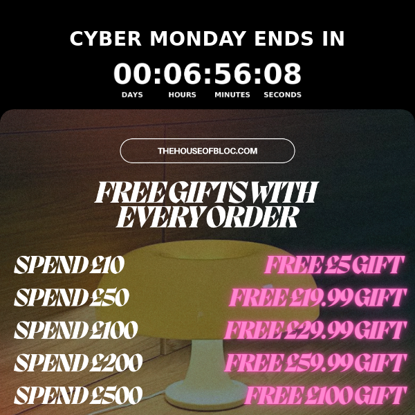 CYBER MONDAY! FREE gifts with every order!