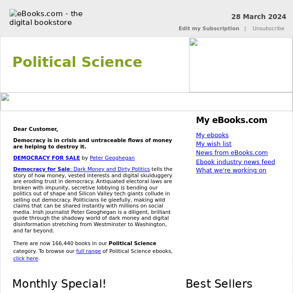 Political Science : Democracy for Sale: Dark Money and Dirty Politics...