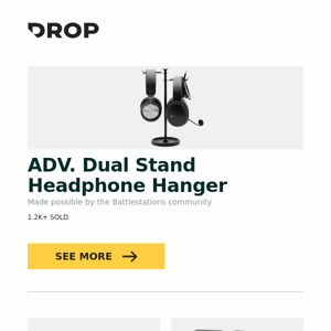 ADV. Dual Stand Headphone Hanger, J.C Acoustics UDP-6P Desktop DAC & Headphone Amplifier, Drop Holy Panda X Hand-Lubed Mechanical Switches and more...