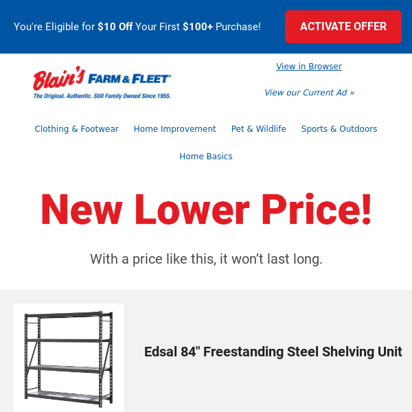 Price drop! The Edsal 84" Freestanding Steel Shelving Unit is now on sale… 💲