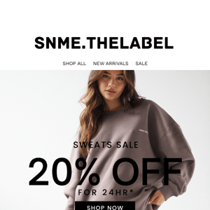 20% off sweats for 24hr 📣