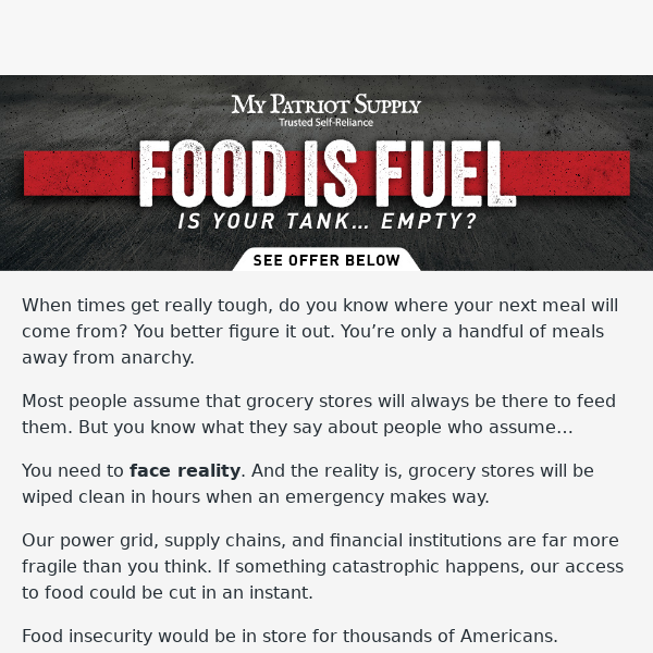 Food Is Fuel. Is Your Tank… EMPTY?