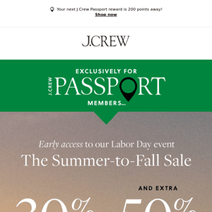 J.Crew Passport members, don’t miss early access