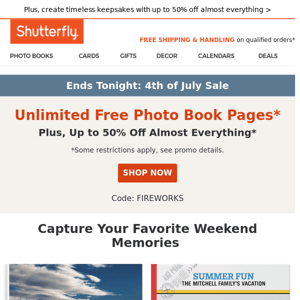 You're approved for unlimited COMPLIMENTARY photo book pages!