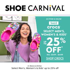 Shop Crocs up to 25% Off!