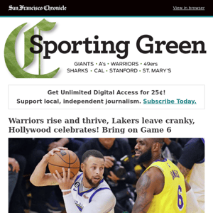 Warriors rise and thrive, Lakers leave cranky, Hollywood celebrates! Bring on Game 6