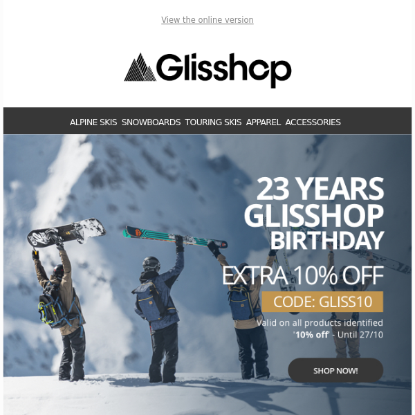 Glisshop Birthday 🎂 an extra 10 % off the entire store