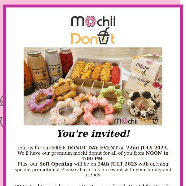 Mark your calendar:FREE MOCHII DONUT