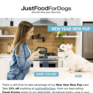 Save 15% Off Sitewide with our New Year New Pup Sale!