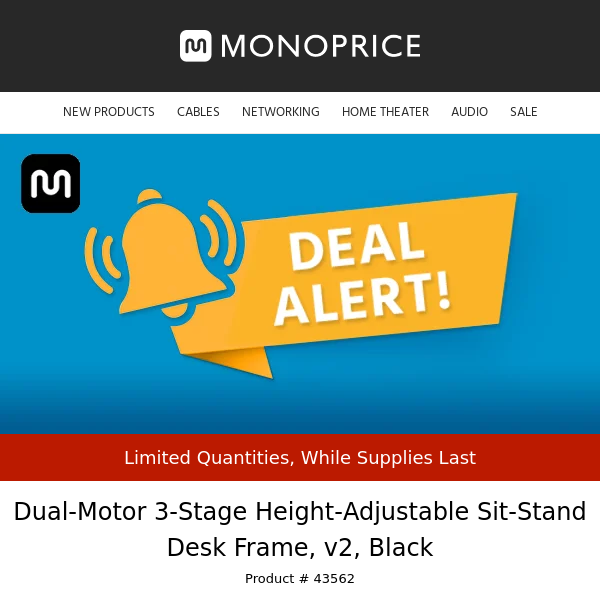 ⚡ DEAL ALERT ⚡ Dual‑Motor 3‑Stage Sit‑Stand Desk Frame (Black) Only $159.99!