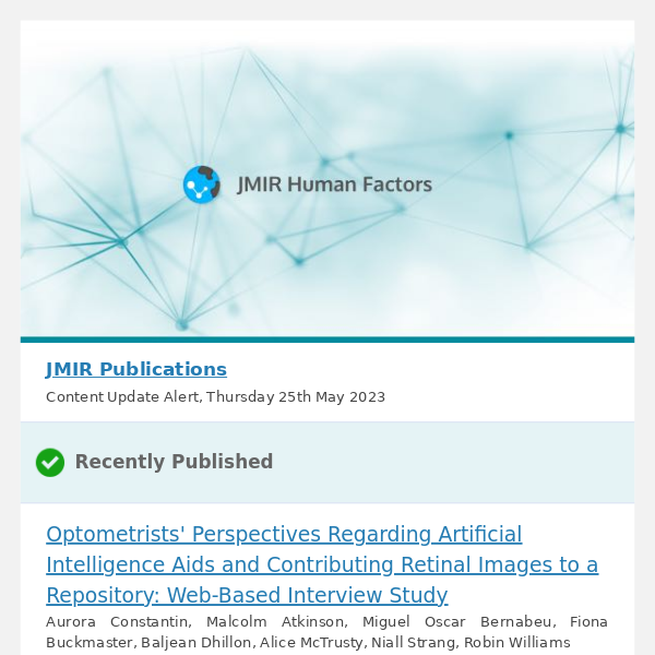 [JHF] Optometrists' Perspectives Regarding Artificial Intelligence Aids and Contributing Retinal Images to a Repository: Web-Based Interview Study