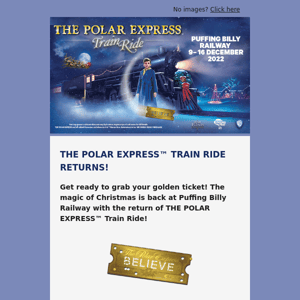 Well? You Coming? THE POLAR EXPRESS™ Train Ride is back and tickets are on sale Tuesday 22 November!