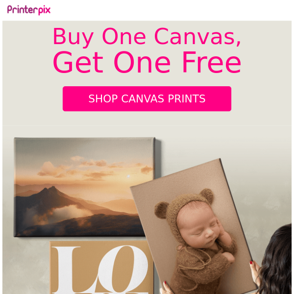 2 FOR 1 on canvas prints – 24 hrs only! 