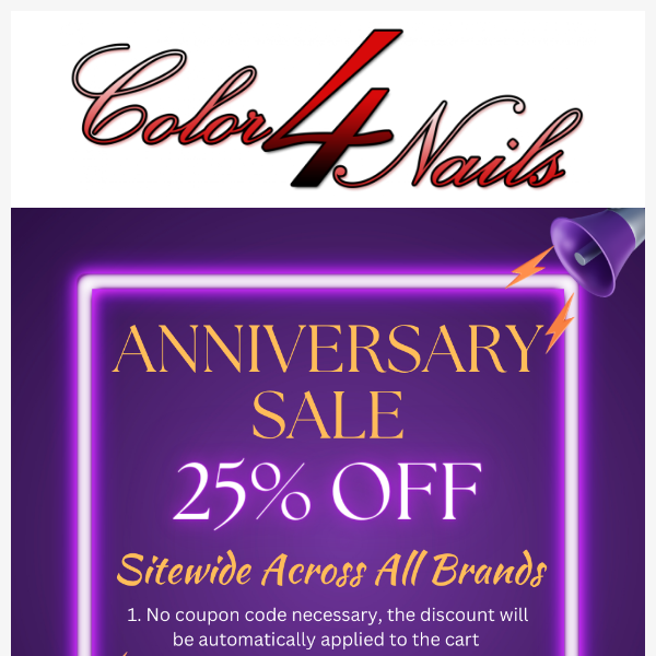 Color4Nails Anniversary Sale Starts Now! 25% Off Sitewide!